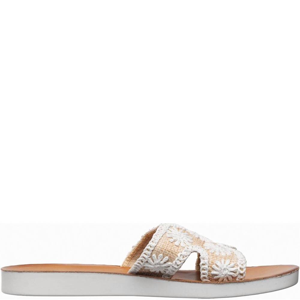 NEW ANTELOPE women's alex flat sandals in white raffia - Picture 4 of 4